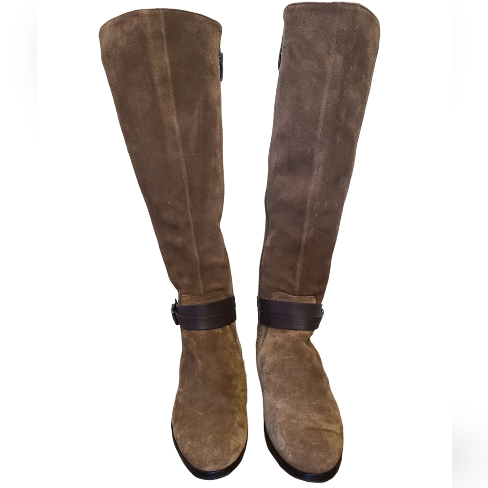 Via Spiga Prish suede riding boot, stacked heel, leather strap with buckle - Picture 2 of 10